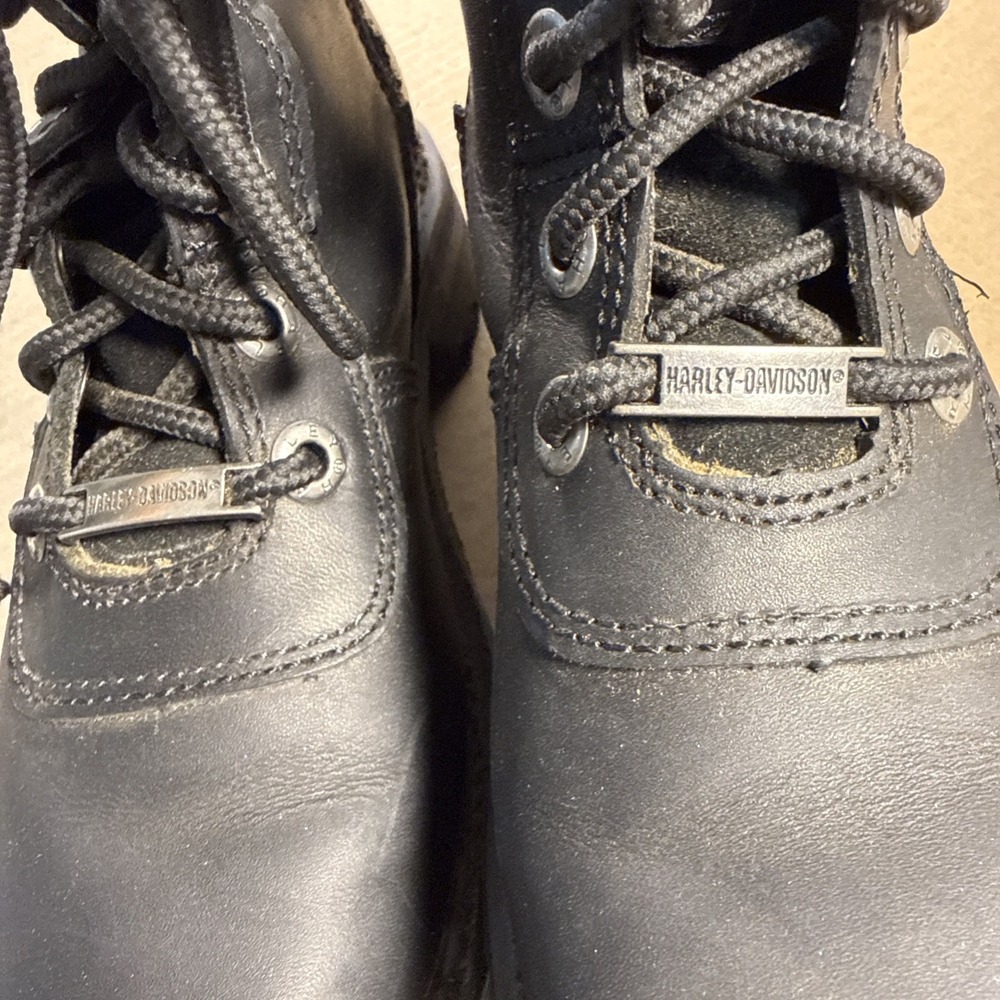 Harley Davidson Women's Leather Black Boots Lace Zip Size 7, Model 87001 - Picture 9 of 9